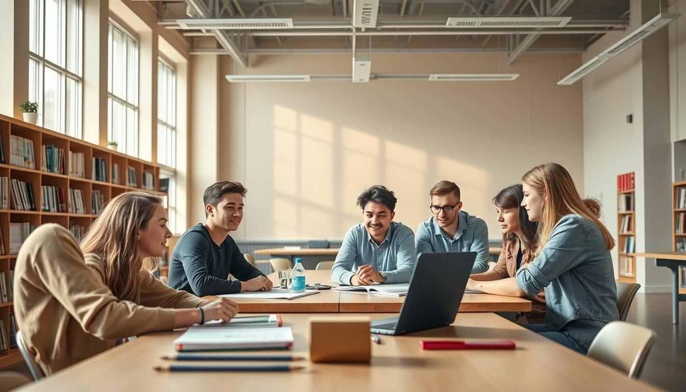 Student using learning strategies while studying